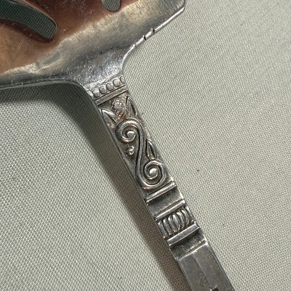 Orleans Silver Pie Cake Server ORL31 Pierced Stainless Steel 70s Vintage 9.25